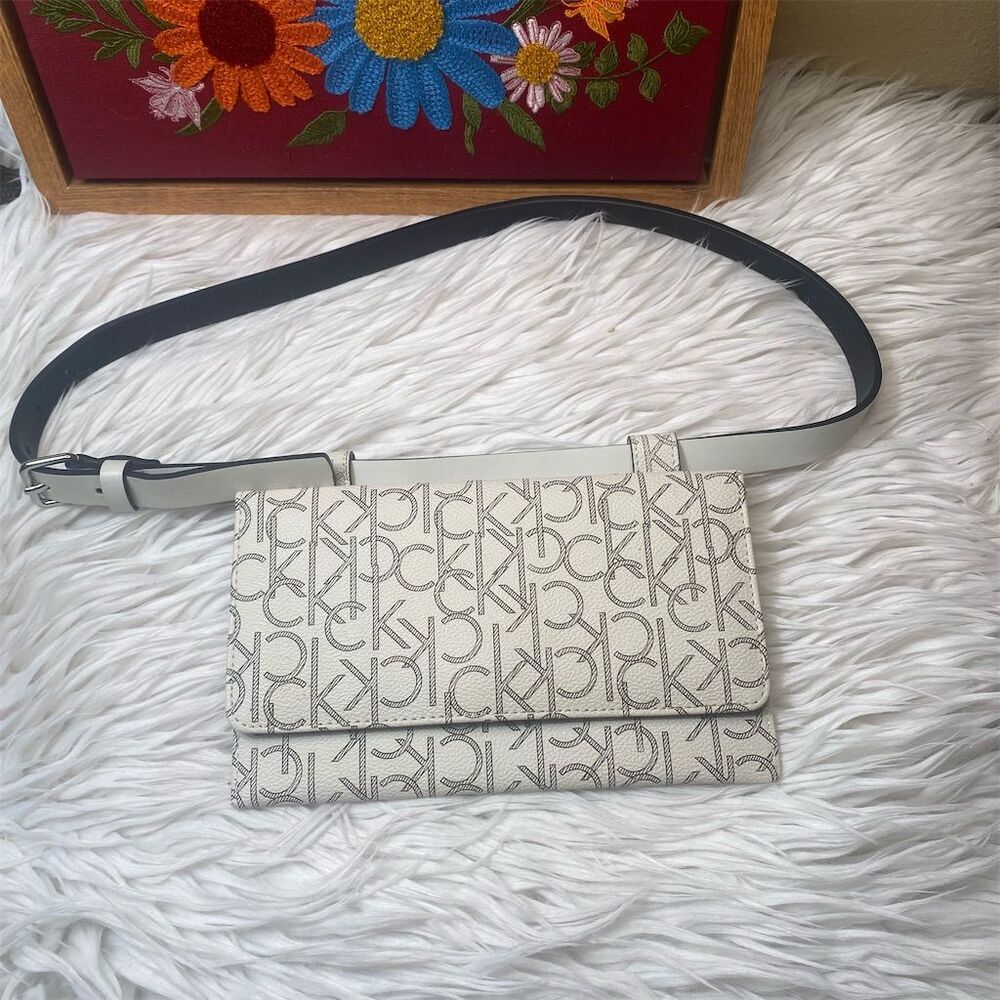 Calvin Klein Women's Belt Bag White/Brown CK Logo